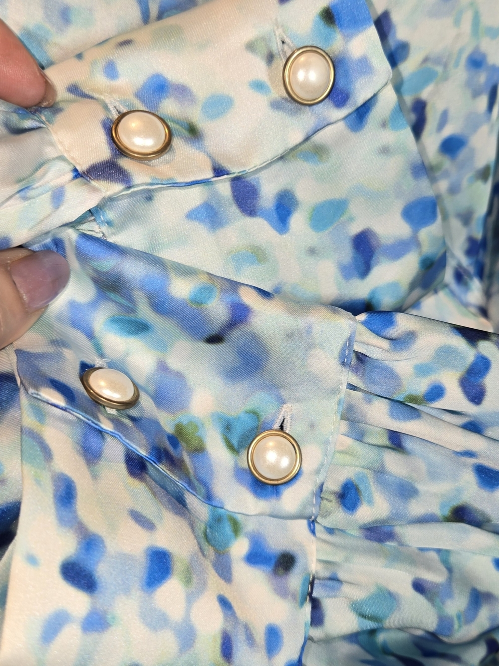 Zara Blue Multi-Print Wrap Blouse - Picture 4 of 7